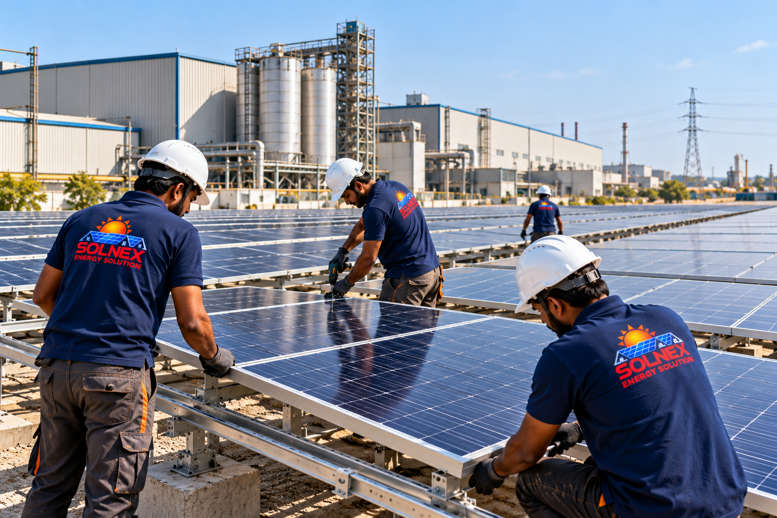Large industrial rooftop with a solar installation